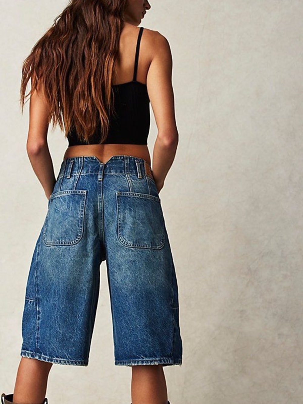 Free People denim barrel Shorts - Picture 2 of 7